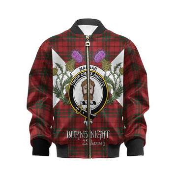 MacNab (McNab) Tartan Family Crest Kid Bomber Jacket Scottish Burns Night Thistle Floral