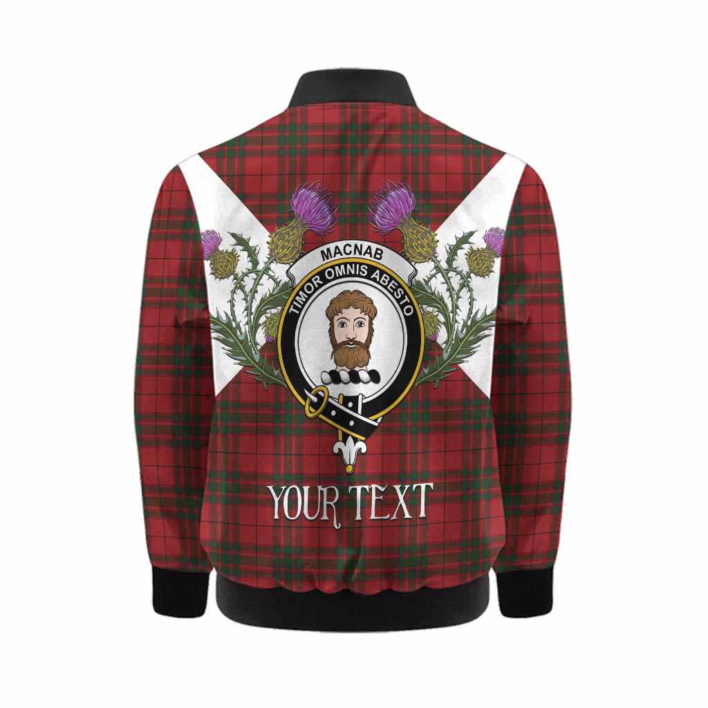 MacNab (McNab) Tartan Family Crest Kid Bomber Jacket Scottish Burns Night Thistle Floral