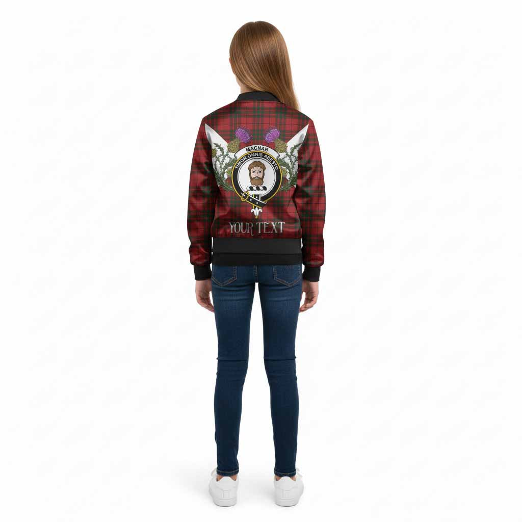 MacNab (McNab) Tartan Family Crest Kid Bomber Jacket Scottish Burns Night Thistle Floral