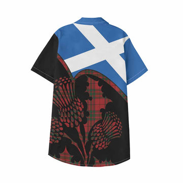 MacNab (McNab) Tartan Family Crest Kid Hawaiian Shirt Scotland Thistle Floral Flag Style