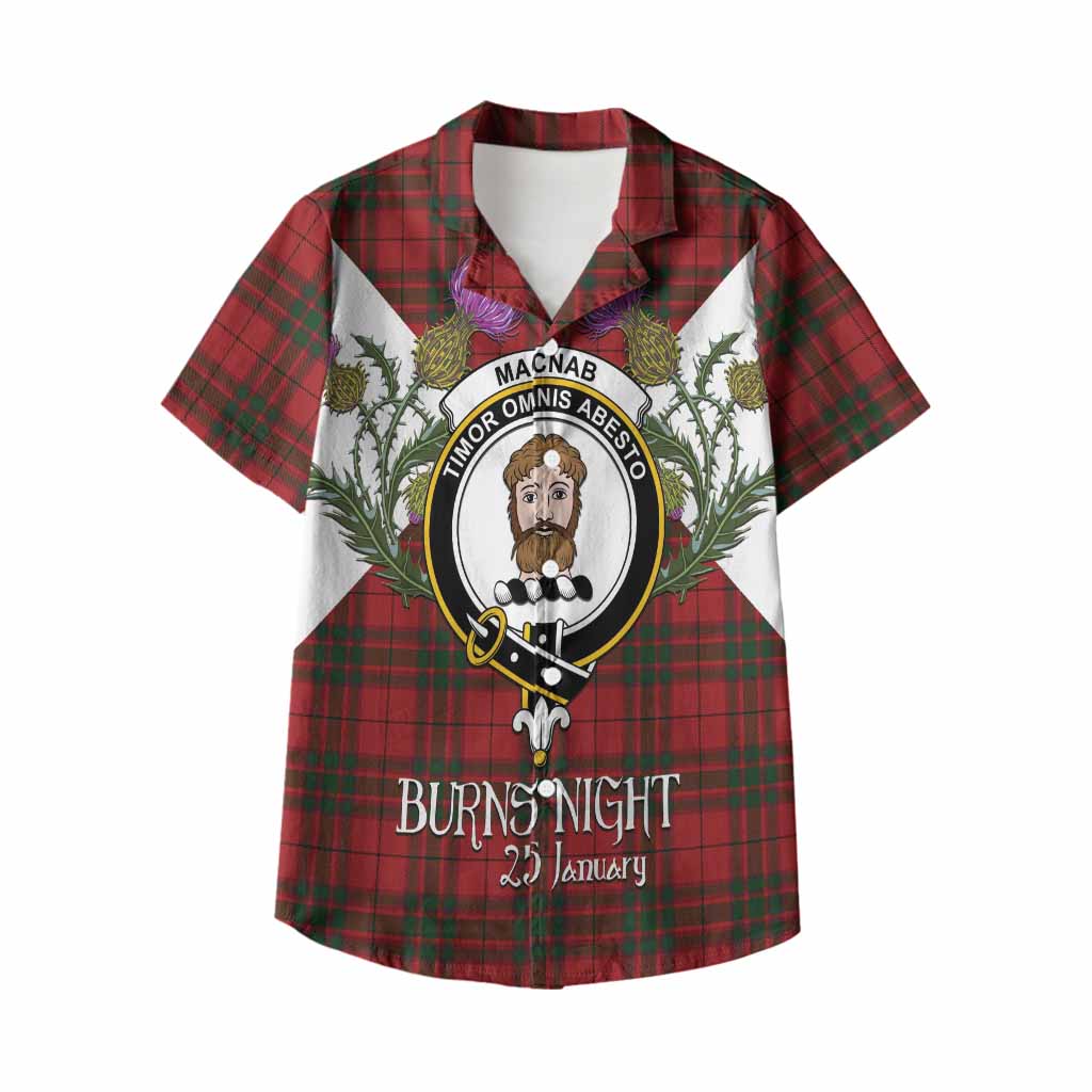 MacNab (McNab) Tartan Family Crest Kid Hawaiian Shirt Scottish Burns Night Thistle Floral