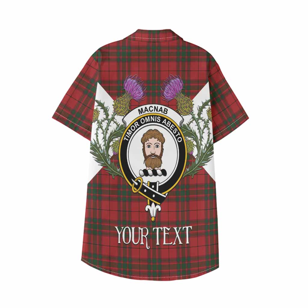 MacNab (McNab) Tartan Family Crest Kid Hawaiian Shirt Scottish Burns Night Thistle Floral