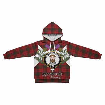 MacNab (McNab) Tartan Family Crest Kid Hoodie Scottish Burns Night Thistle Floral