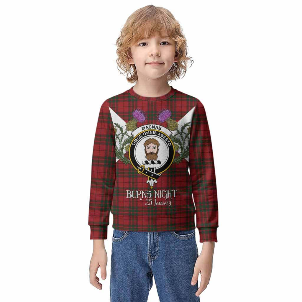 MacNab (McNab) Tartan Family Crest Kid Knitted Sweatshirt Scottish Burns Night Thistle Floral