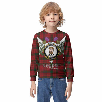 MacNab (McNab) Tartan Family Crest Kid Knitted Sweatshirt Scottish Burns Night Thistle Floral