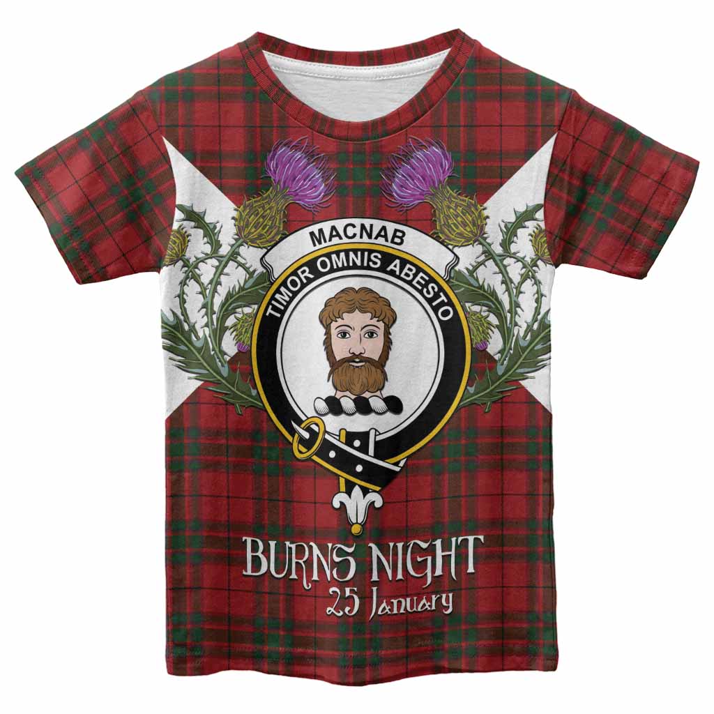 MacNab (McNab) Tartan Family Crest Kid T-shirt Scottish Burns Night Thistle Floral