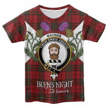 MacNab (McNab) Tartan Family Crest Kid T-shirt Scottish Burns Night Thistle Floral