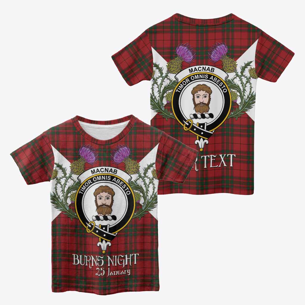 MacNab (McNab) Tartan Family Crest Kid T-shirt Scottish Burns Night Thistle Floral