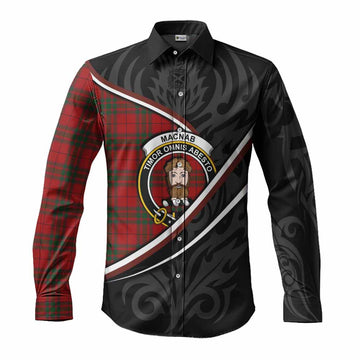 MacNab (McNab) Tartan Family Crest Long Sleeve Button Shirts Celtic Scottish Thistle Floral