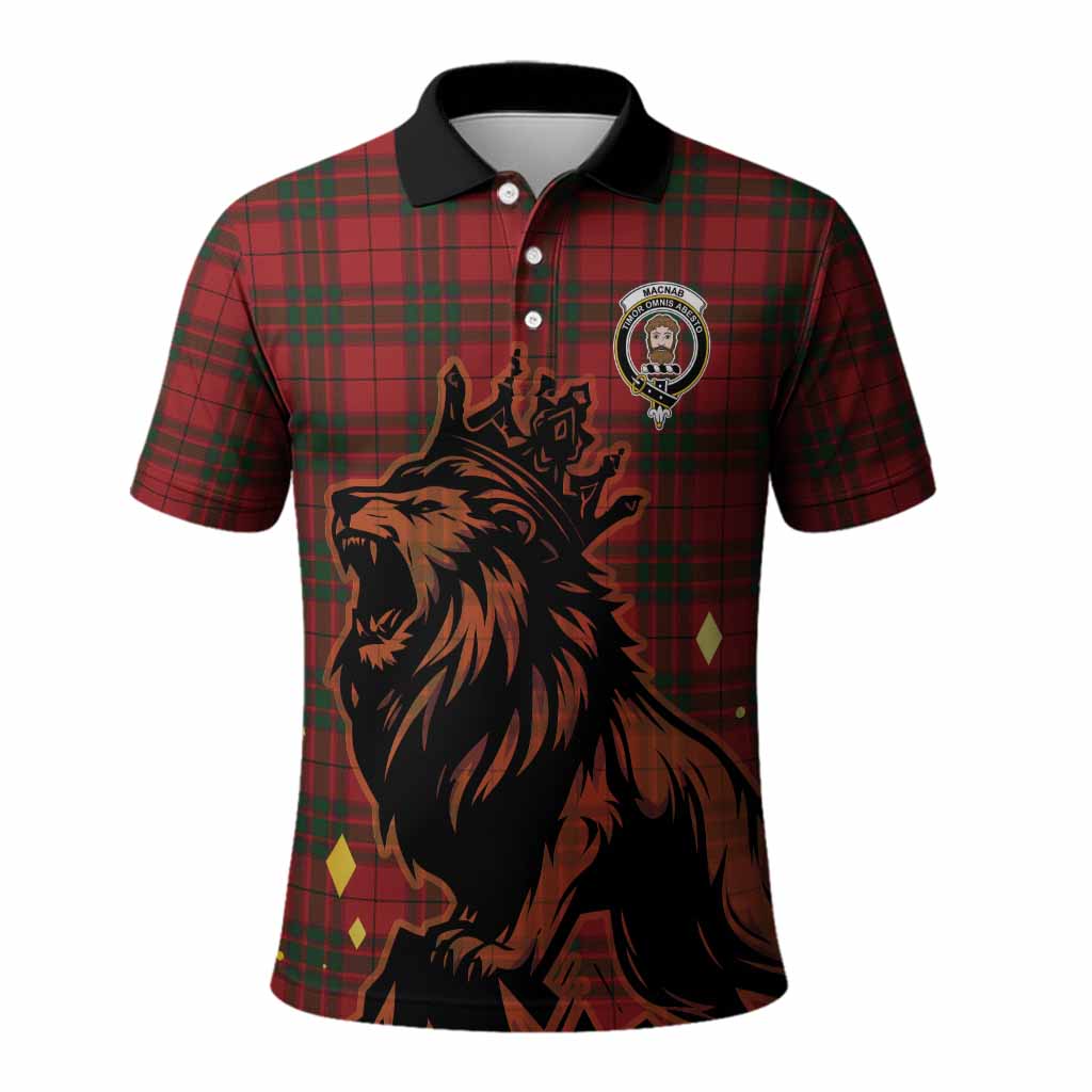 MacNab (McNab) Tartan Family Crest Polo Shirt Crowned Lion Roaring