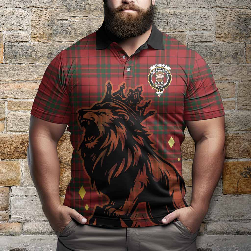 MacNab (McNab) Tartan Family Crest Polo Shirt Crowned Lion Roaring