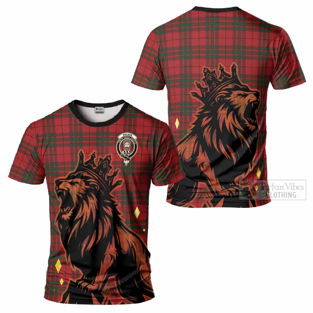 MacNab (McNab) Tartan Family Crest T-Shirt Crowned Lion Roaring