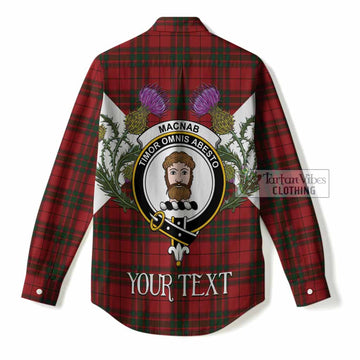 MacNab (McNab) Tartan Family Crest Women Casual Shirt Scottish Burns Night Thistle Floral
