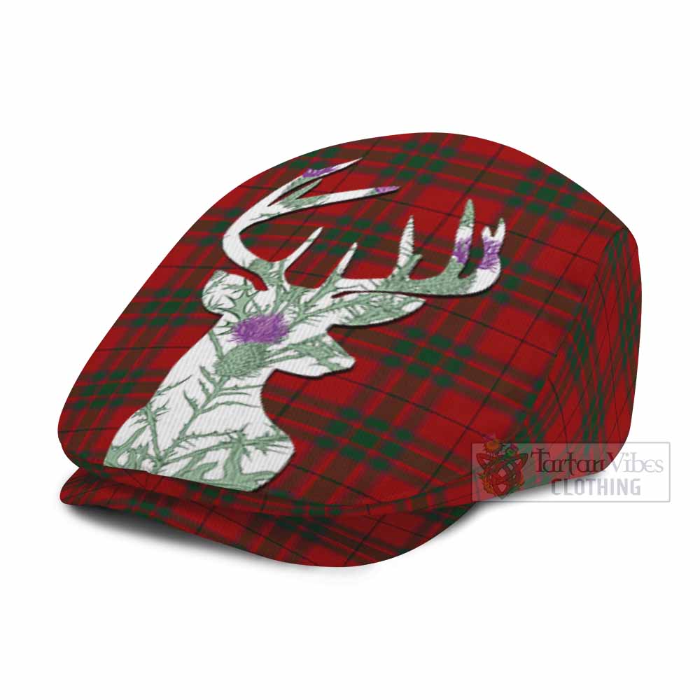 MacNab (McNab) Tartan Flat Cap, Jeff Cap Scottish Stag Thistle Floral Art