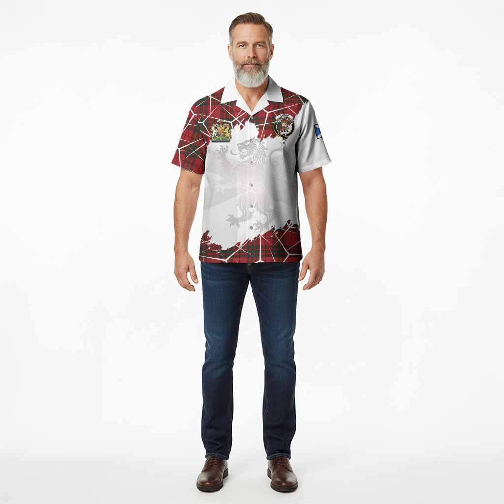 MacNab (McNab) Tartan Hawaiian Shirt with Family Crest and Lion Rampant Grunge Style