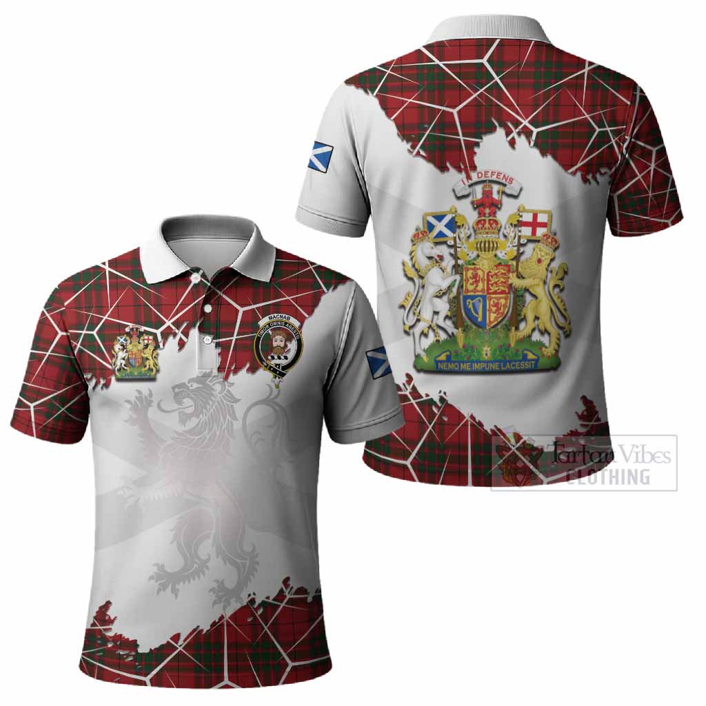 MacNab (McNab) Tartan Polo Shirt with Family Crest and Lion Rampant Grunge Style