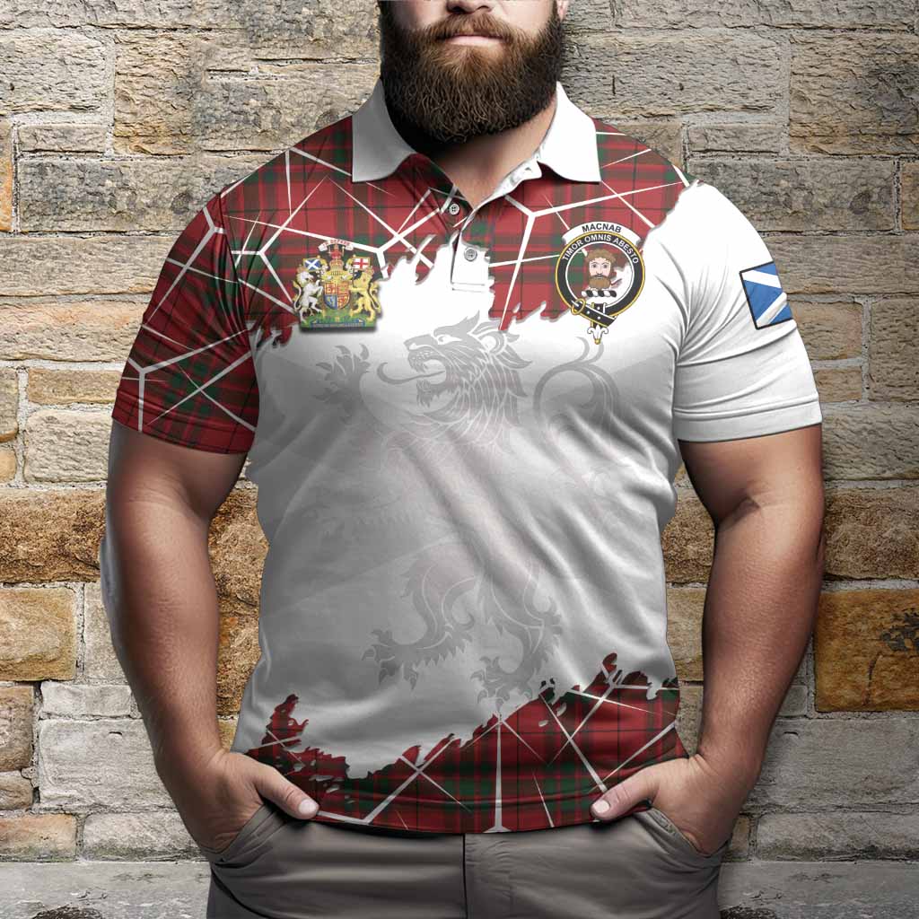MacNab (McNab) Tartan Polo Shirt with Family Crest and Lion Rampant Grunge Style