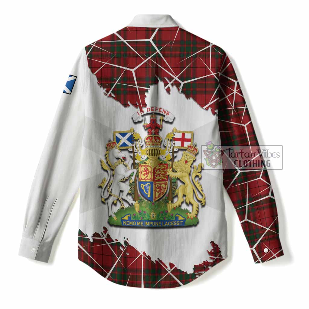 MacNab (McNab) Tartan Women Casual Shirt with Family Crest and Lion Rampant Grunge Style