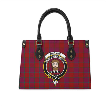 MacNab Old Tartan Leather Bag with Family Crest