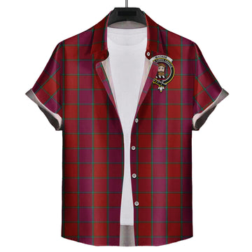 MacNab Old Tartan Short Sleeve Button Down Shirt with Family Crest