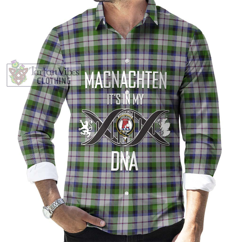 MacNachten Dress Tartan Long Sleeve Button Shirt with Family Crest DNA In Me Style Men's Shirt S - Tartanvibesclothing Shop