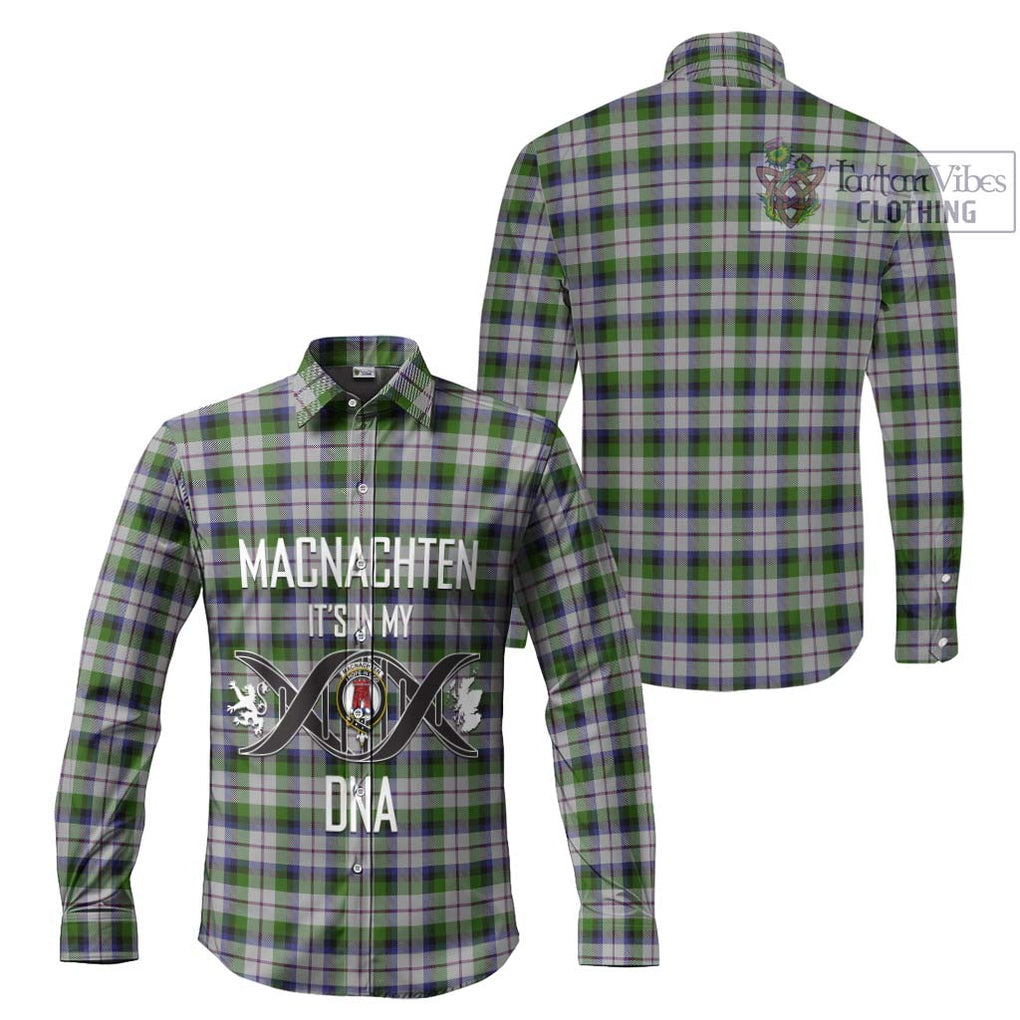 MacNachten Dress Tartan Long Sleeve Button Shirt with Family Crest DNA In Me Style Men's Shirt - Tartanvibesclothing Shop