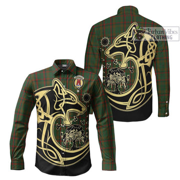 MacNachten Hunting Tartan Long Sleeve Button Shirt with Family Crest Celtic Wolf Style Men's Shirt S - Tartan Vibes Clothing