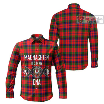 MacNachten Modern Tartan Long Sleeve Button Shirt with Family Crest DNA In Me Style Men's Shirt - Tartanvibesclothing Shop