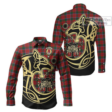 Macnaghten Tartan Long Sleeve Button Shirt with Family Crest Celtic Wolf Style Men's Shirt S - Tartan Vibes Clothing