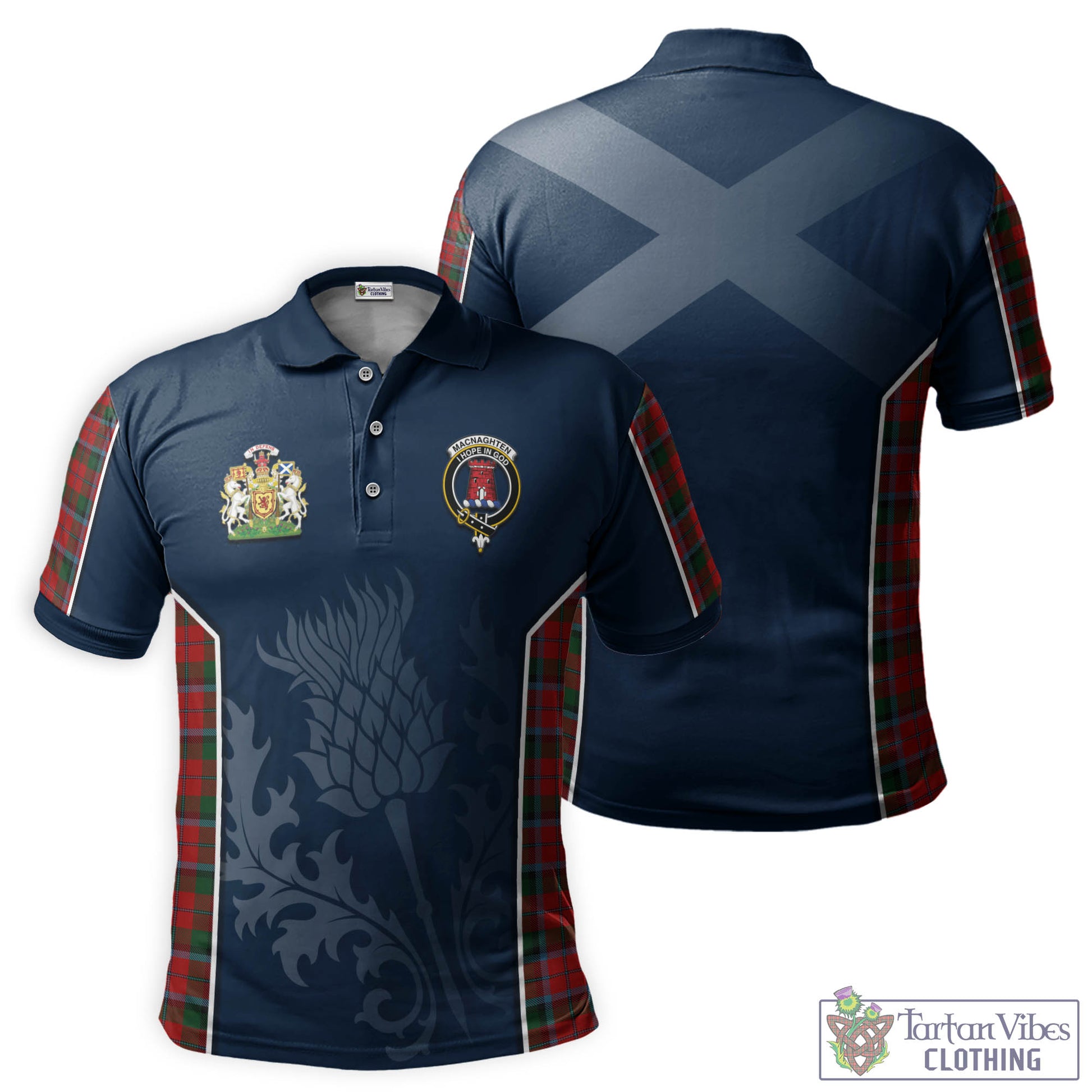 Macnaghten Tartan Men's Polo Shirt with Family Crest and Scottish Thistle Vibes Sport Style Kid - Tartan Vibes Clothing