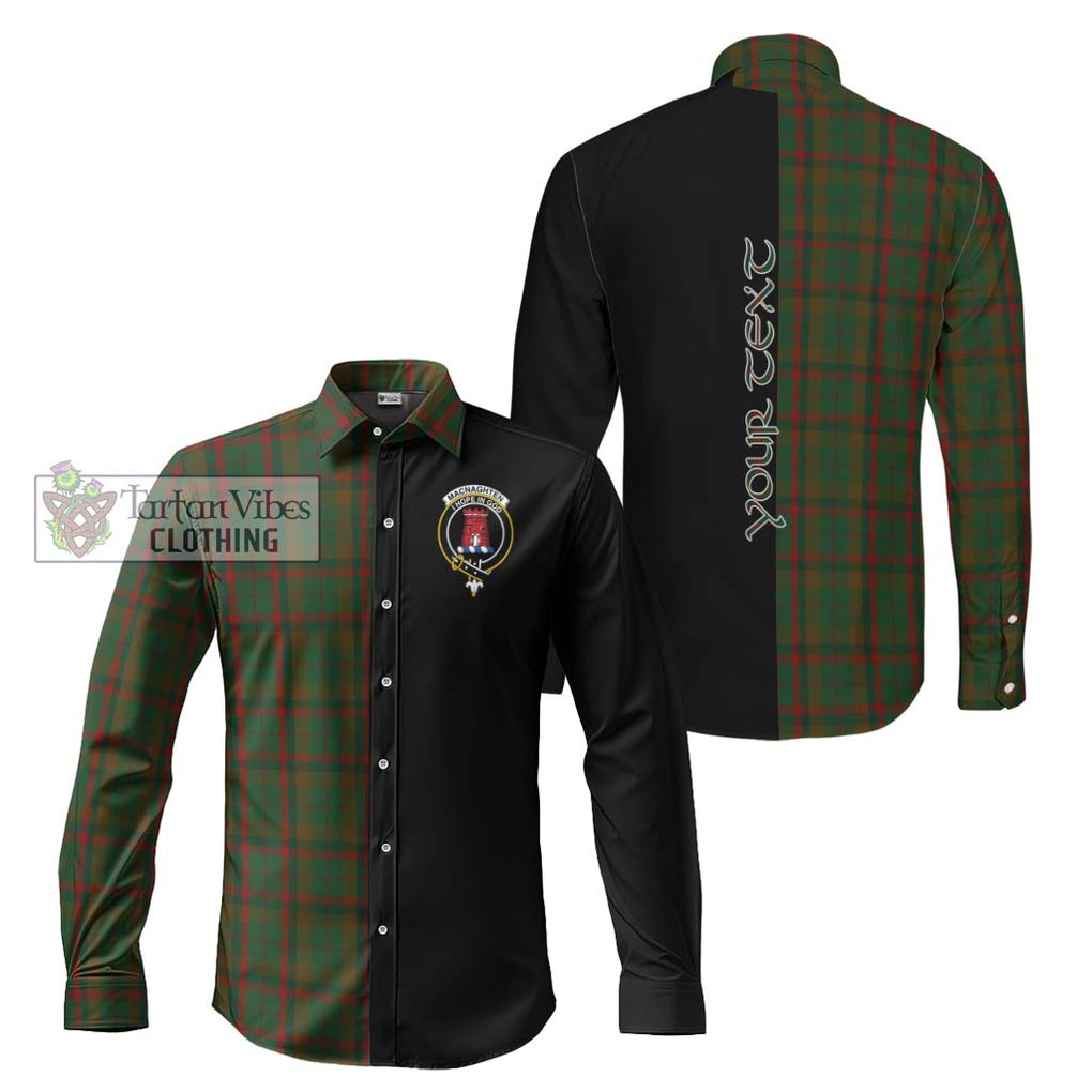 Macnaghten Hunting Tartan Long Sleeve Button Shirt with Family Crest and Half Of Me Style Men's Shirt S - Tartanvibesclothing Shop