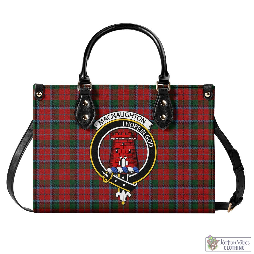 Tartan Vibes Clothing MacNaughton Tartan Luxury Leather Handbags with Family Crest