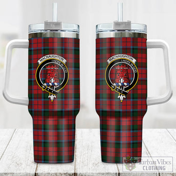 Tartan Vibes Clothing MacNaughton Tartan and Family Crest Tumbler with Handle