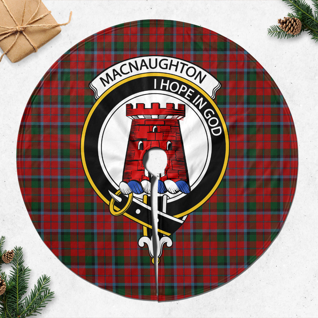 MacNaughton Tartan Christmas Tree Skirt with Family Crest - Tartanvibesclothing