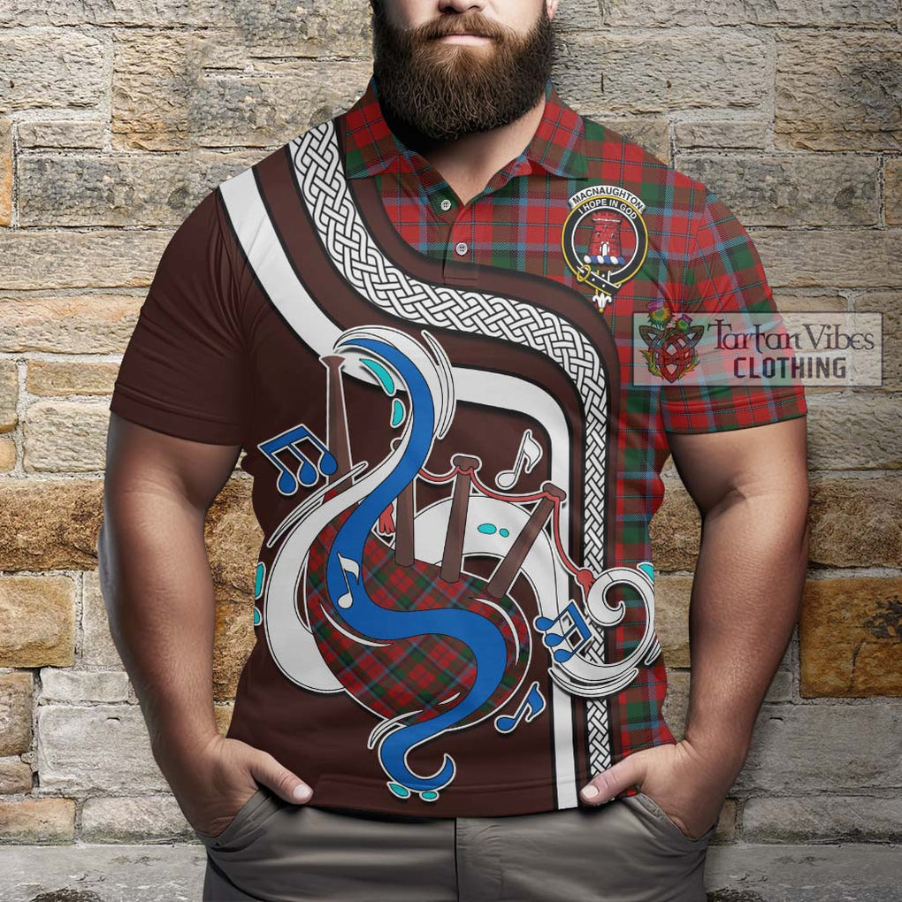 Tartan Vibes Clothing MacNaughton Tartan Polo Shirt with Epic Bagpipe Style