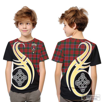 MacNaughton (McNaughton) Tartan Kid T-Shirt with Family Crest and Celtic Symbol Style