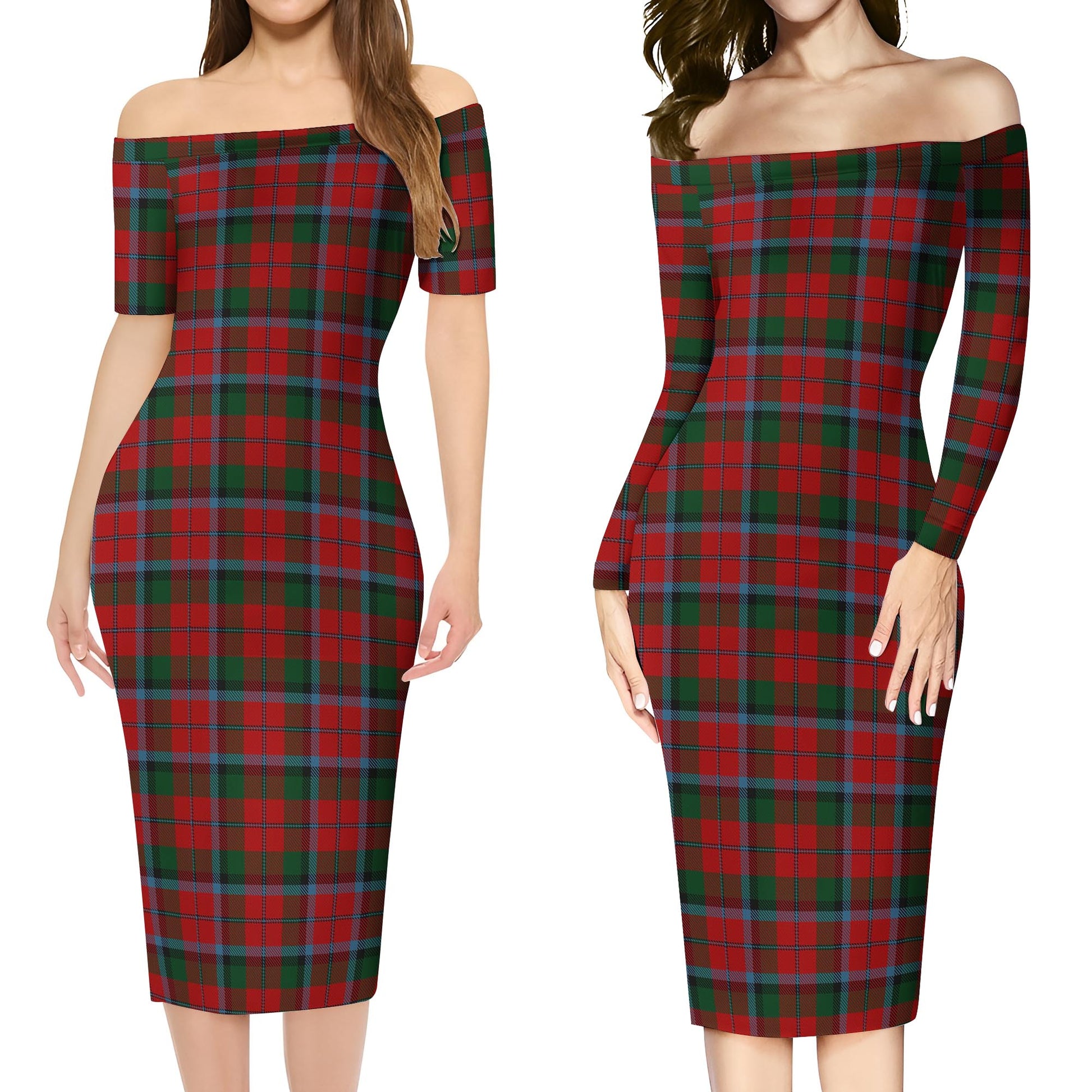 MacNaughton Tartan Off Shoulder Lady Dress Women's Dress - Tartanvibesclothing