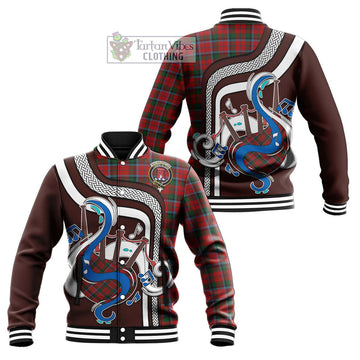 Tartan Vibes Clothing MacNaughton Tartan Baseball Jacket with Epic Bagpipe Style