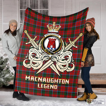 MacNaughton Tartan Blanket with Clan Crest and the Golden Sword of Courageous Legacy