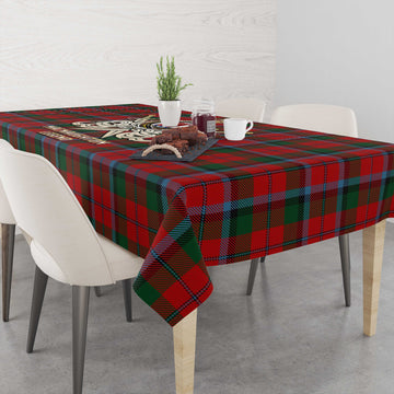 Tartan Vibes Clothing MacNaughton Tartan Tablecloth with Clan Crest and the Golden Sword of Courageous Legacy
