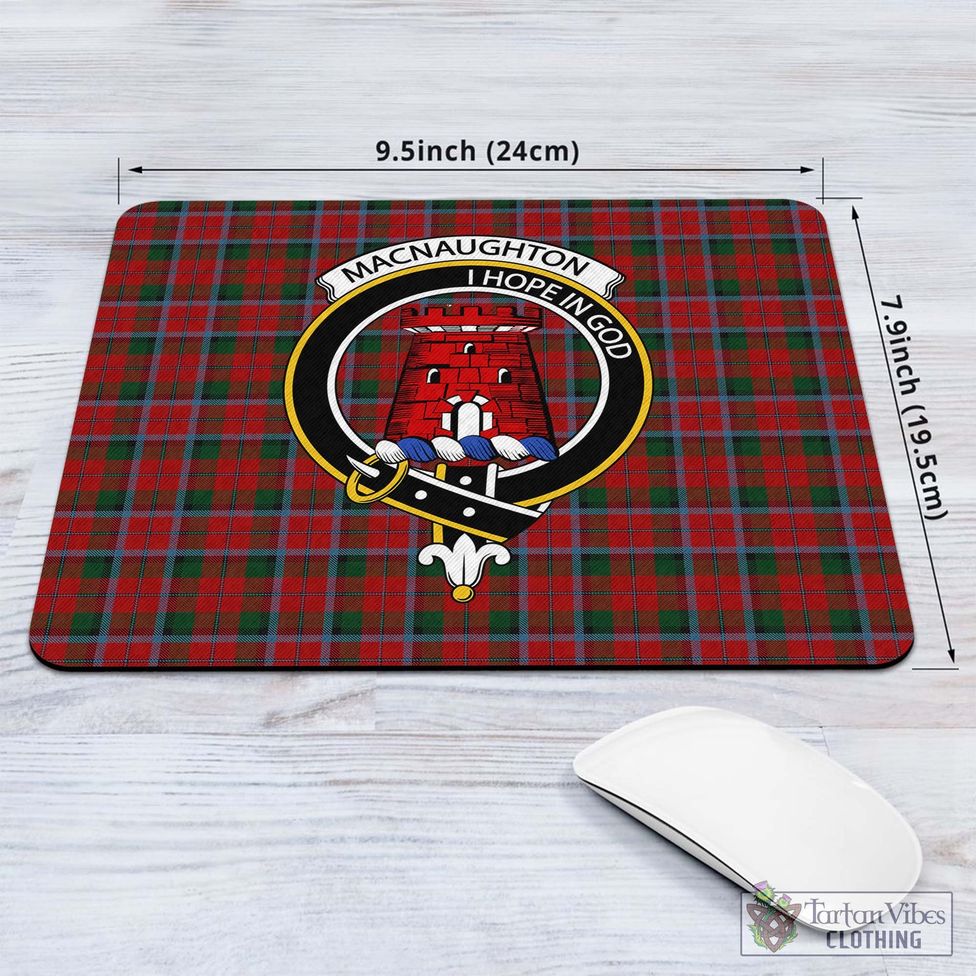 Tartan Vibes Clothing MacNaughton Tartan Mouse Pad with Family Crest