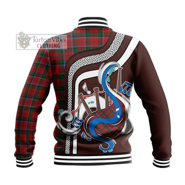 Tartan Vibes Clothing MacNaughton Tartan Baseball Jacket with Epic Bagpipe Style
