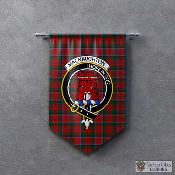 Tartan Vibes Clothing MacNaughton Tartan Gonfalon, Tartan Banner with Family Crest