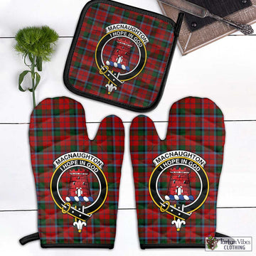 MacNaughton (McNaughton) Tartan Combo Oven Mitt & Pot-Holder with Family Crest Combo 1 Oven Mitt & 1 Pot-Holder Black - Tartan Vibes Clothing