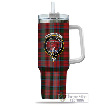 Tartan Vibes Clothing MacNaughton Tartan and Family Crest Tumbler with Handle