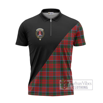 MacNaughton (McNaughton) Tartan Zipper Polo Shirt with Family Crest and Military Logo Style