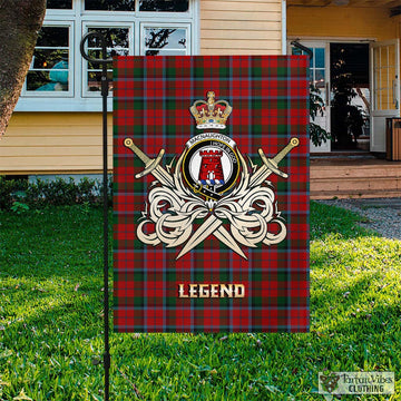 MacNaughton (McNaughton) Tartan Garden Flag with Clan Crest and the Golden Sword of Courageous Legacy