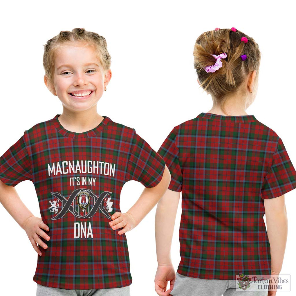 MacNaughton (McNaughton) Tartan Kid T-Shirt with Family Crest DNA In Me Style - Tartanvibesclothing Shop