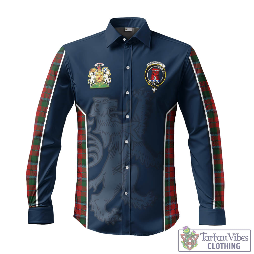 Tartan Vibes Clothing MacNaughton Tartan Long Sleeve Button Up Shirt with Family Crest and Lion Rampant Vibes Sport Style
