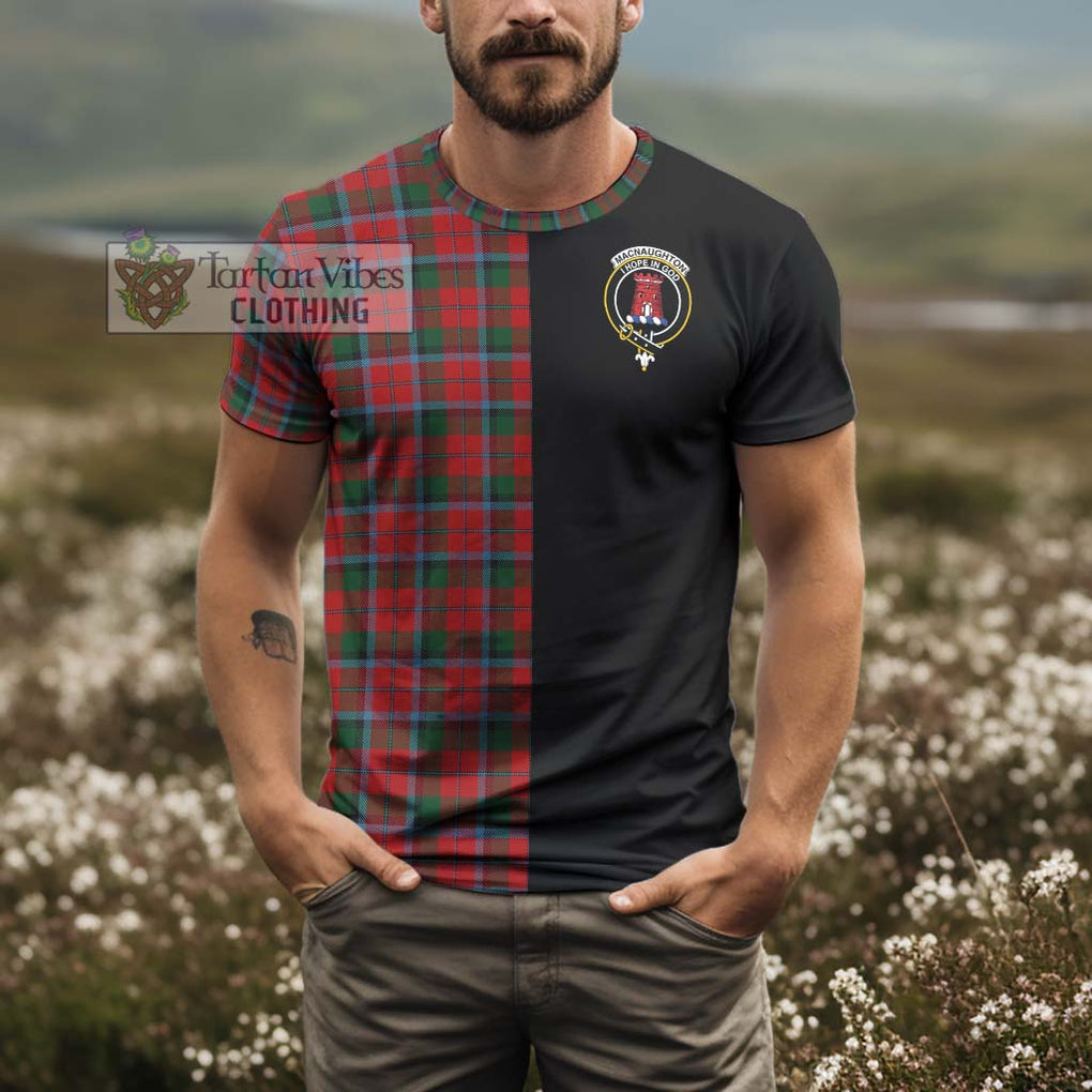 MacNaughton (McNaughton) Tartan T-Shirt with Family Crest and Half Of Me Style - Tartanvibesclothing Shop